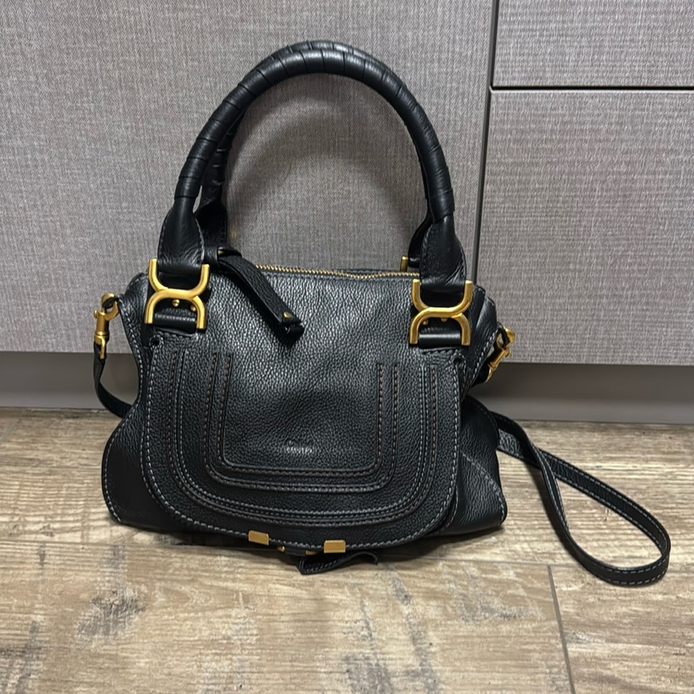 Chloe Small Marcie Satchel Black Leather